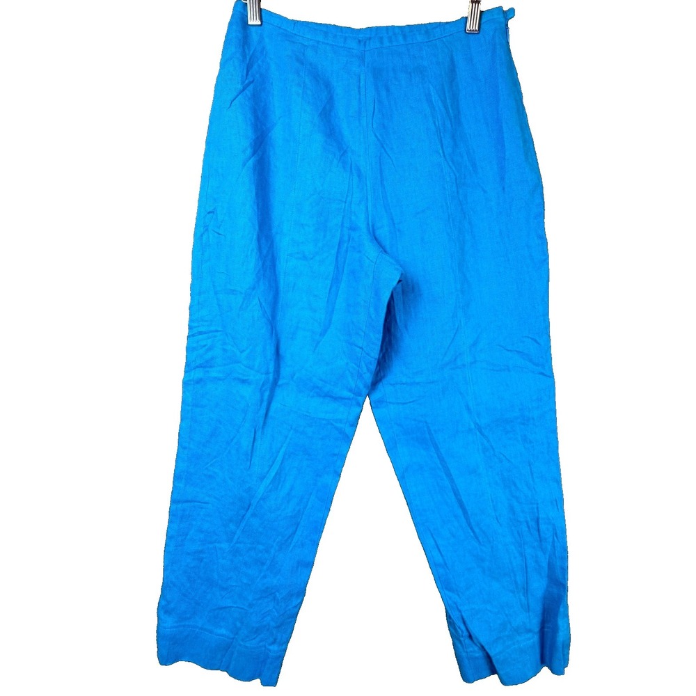 Talbots Pants Womens 6 Blue Lined Irish Linen Ankle High Rise Cropped Summery